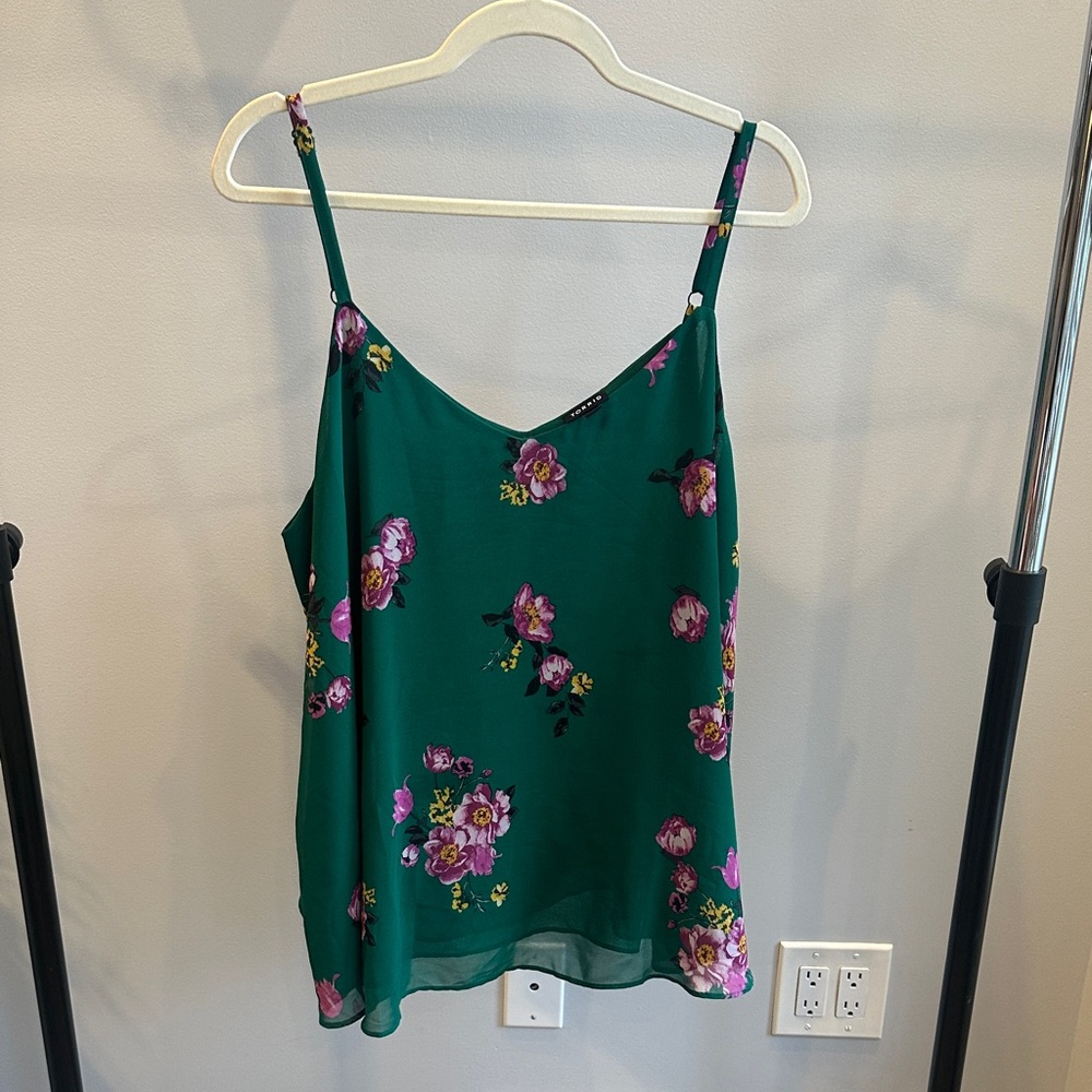 Torrid Green Camisole with Purple Floral Pattern
